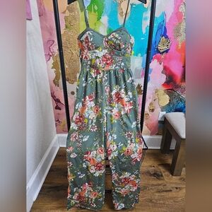 Elegant Floral Strapless Jumpsuit